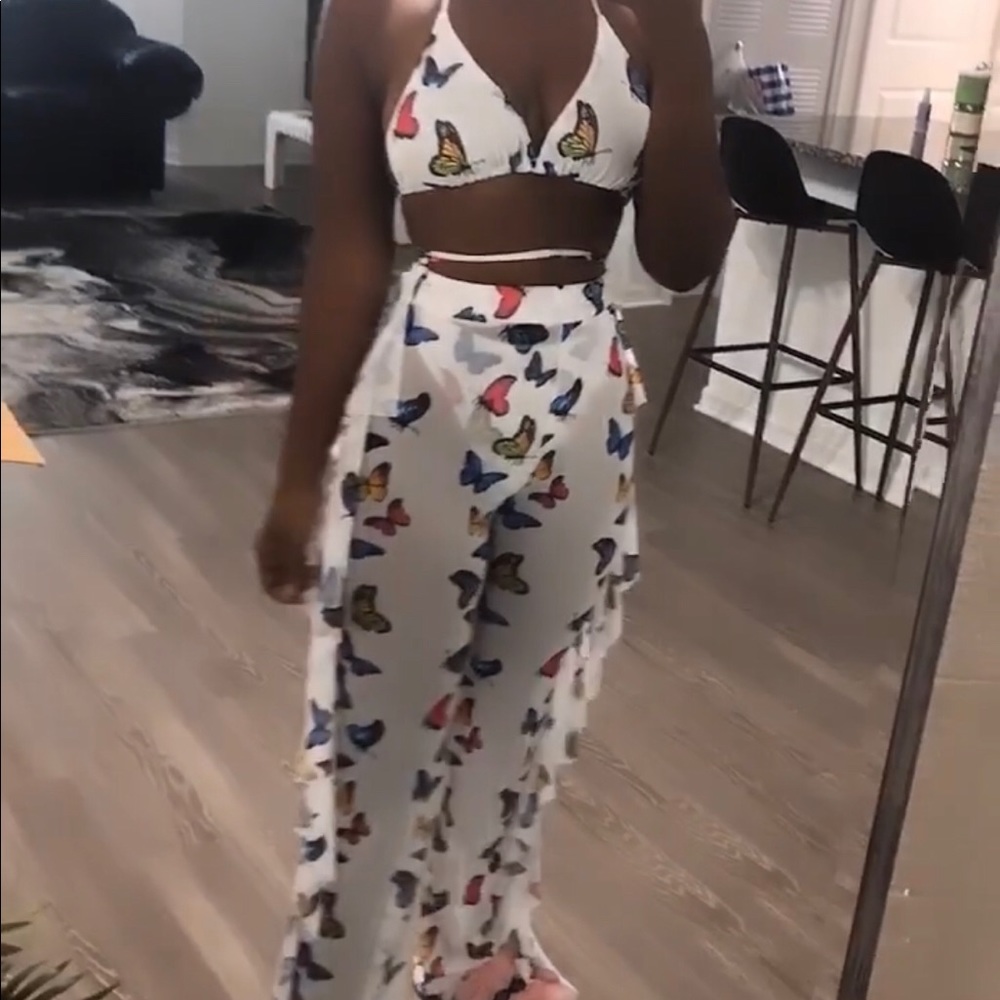 Three piece butterfly bikini sets